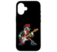 Carcasa para iPhone 16 Funny Punk Chicken Rock and Roll Banda de Guitarra de Pollo Divertida