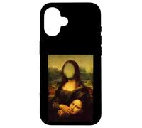 Carcasa para iPhone 16 Funny Sarcasm Oil Painting Mona Lisa Take Off Her Face Mask