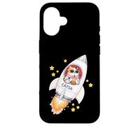 Carcasa para iPhone 16 Funny Space Cat Astronauta Bebiendo Boba Bubble Milk Tea Niños