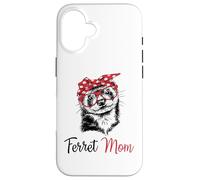 Carcasa para iPhone 16 Funny Womens Girls Glasses Bandana Mom Ferret Lover