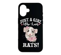 Carcasa para iPhone 16 Funny Womens Kids Just A Girl Who Loves Dumbo Ear Rats Lover