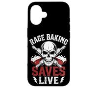 Carcasa para iPhone 16 Furia Hornear Salva Diversión En Vivo Metalero Estrés Panadero Hardcore