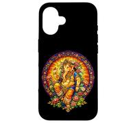 Carcasa para iPhone 16 Ganesha Vitral Mandala Hindú Dios Hinduismo Yoga