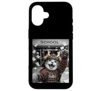 Carcasa para iPhone 16 Gato Samurai Último día de Escuela Vacaciones de Verano Divertido Selfie