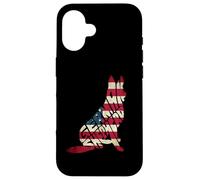 Carcasa para iPhone 16 German Shepherd American Flag 4th of July Funny Dog Lover