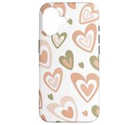 Carcasa para iPhone 16 Girly Coquette Cute Pink Heart Sage Green Hearts Valentines