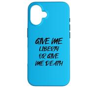 Carcasa para iPhone 16 Give Me Liberty or Give Me Death con Fuente Negra Retro