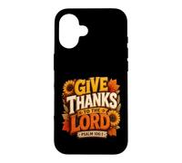 Carcasa para iPhone 16 Give Thanks to The Lord Pumpkin Floral Fall Christian Autumn