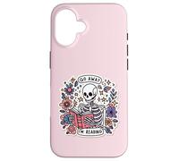 Carcasa para iPhone 16 Go Away I'm Reading Funny Skeleton Book Lovers Bookish Skull