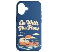 Carcasa para iPhone 16 Go with The Flow Cute Sea Otter Retro Animal