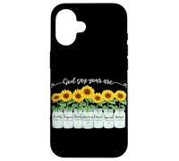 Carcasa para iPhone 16 God Says You Are Girasol Mason Jar Christian Religious