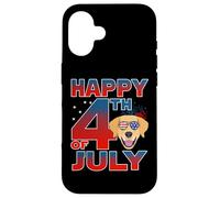 Carcasa para iPhone 16 Golden Retriever Dog American Flag Sunglasses Happy 4th July