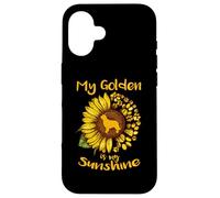 Carcasa para iPhone 16 Golden Retriever Dog is My Sunshine Sunflower Dog Paw Puppy