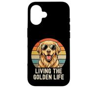 Carcasa para iPhone 16 Golden Retriever Living Golden Life Retro Vintage - Camiseta para Perro