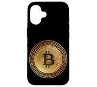 Carcasa para iPhone 16 Golden Stylish Bitcoin Tees, Bitcoin Cryptocurrency Graphic