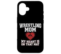 Carcasa para iPhone 16 Gráfico de Wrestling Mom My Heart Is On That Mat