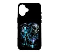 Carcasa para iPhone 16 Gráfico Misterioso de Ciencia ficción sobre secuestro de ovnis alienígenas, Encuentro cósmico