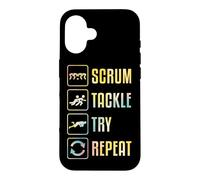 Carcasa para iPhone 16 Gráfico Simple de Rugby Scrum Tackle Try Repeat