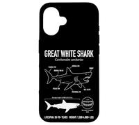 Carcasa para iPhone 16 Gran Tiburón Blanco Anatomía Océano