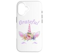 Carcasa para iPhone 16 Grateful: Unicornio Elegante Agradecido para Mujeres y niños