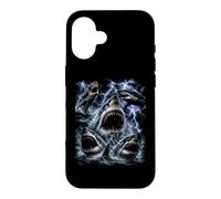 Carcasa para iPhone 16 Great White Shark Storm Funny Ocean Animal Marine Graphic