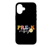 Carcasa para iPhone 16 Groovy Pre-k Vibes Equipo de Pre-Kindergarten Primer día de Clases