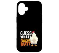 Carcasa para iPhone 16 Guess What Chicken Butt Funny Retro Humor Broma Niños
