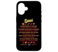 Carcasa para iPhone 16 Guía sudafricana Braai BBQ Grilling Times Boerewors Steak
