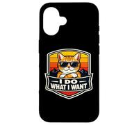 Carcasa para iPhone 16 Hago lo Que Quiero, Amante del dueño de un Gato, Divertido, Retro, Broma Vintage