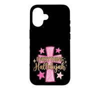 Carcasa para iPhone 16 Hallelujah Christian Girls Pink Cross Preppy Doodles Stars