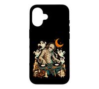 Carcasa para iPhone 16 Halloween Momia DJ Música Espeluznante Tocadiscos Fiesta