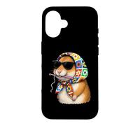 Carcasa para iPhone 16 Hamster Hammy Granny - Hilo Cuadrado de Ganchillo para Amantes del Ganchillo