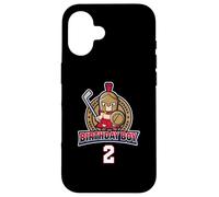 Carcasa para iPhone 16 Happy 2nd Birthday Boy Little Roman Warrior Hockey sobre Hielo