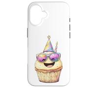 Carcasa para iPhone 16 Happy Cupcake Party Hat Gafas de Sol Sweet Treat