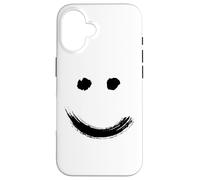 Carcasa para iPhone 16 Happy Pleased Face - Minimal Black Drawing