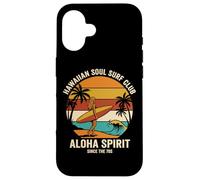 Carcasa para iPhone 16 Hawaiian Soul Surf Club 70 Aloha Retro Beach Surfer Girl