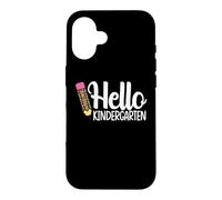 Carcasa para iPhone 16 Hello Kindergarten Teacher Leopard Pencil Regreso a la Escuela