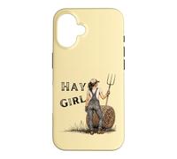 Carcasa para iPhone 16 Heno Girl Funny Farm Cowgirl Western Rustic Granero Vida