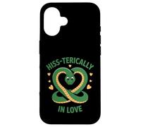 Carcasa para iPhone 16 Hiss-terically In Love Cute Snake Heart Juego de Palabras Amante de Reptiles