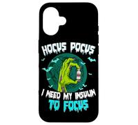 Carcasa para iPhone 16 Hocus Pocus Necesito mi insulina para concentrarme