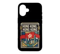 Carcasa para iPhone 16 Hong Kong Bandera Skyline Vintage Travel Art