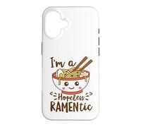 Carcasa para iPhone 16 Hopeless Ramentic Lindo Kawaii Ramen Fideos Pun Texto Blanco