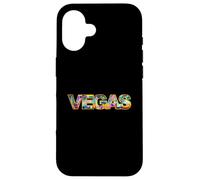 Carcasa para iPhone 16 Horizonte de Las Vegas con Edificios icónicos en Negrita Texto de Las Vegas
