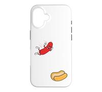Carcasa para iPhone 16 Hot Dog Saltando En Bun Retro Summer BBQ Grill 4 de Julio