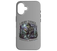 Carcasa para iPhone 16 I Bury Things Frog Gardener Dark Humor Shovel