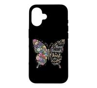 Carcasa para iPhone 16 I Can Do All Things Through Christ Floral Butterfly Faith