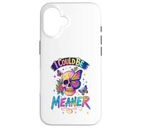 Carcasa para iPhone 16 I Could Be Meaner Skull Butterfly Art, Dark Gothic Floral