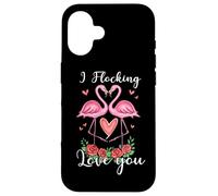 Carcasa para iPhone 16 I Flocking Love You Flamingo Pareja Romántico Juego de Palabras