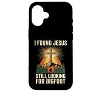 Carcasa para iPhone 16 I Found Jesus Still Looking For Bigfoot Cristo Cruz Dios Rey
