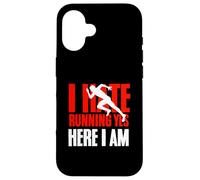Carcasa para iPhone 16 I Hate Running Yet Here I Am Funny Running Cita Deporte